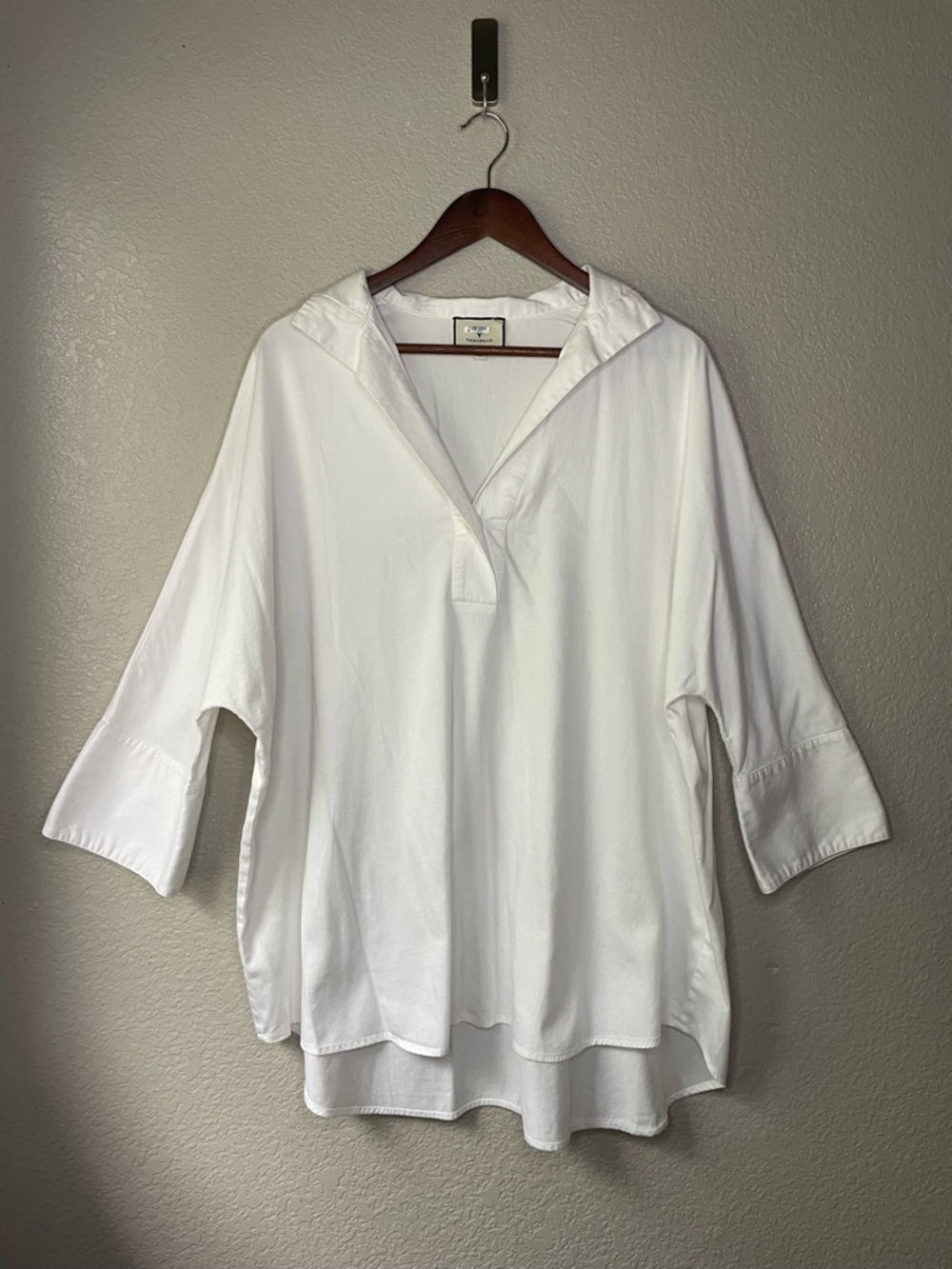 Tuckernuck White Willow Blouse XL Cotton Stretch Poplin Pearl Buttons